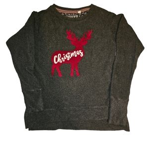 Christmas Sweater Size Small Deer Gray Red Tunic Royal Brand